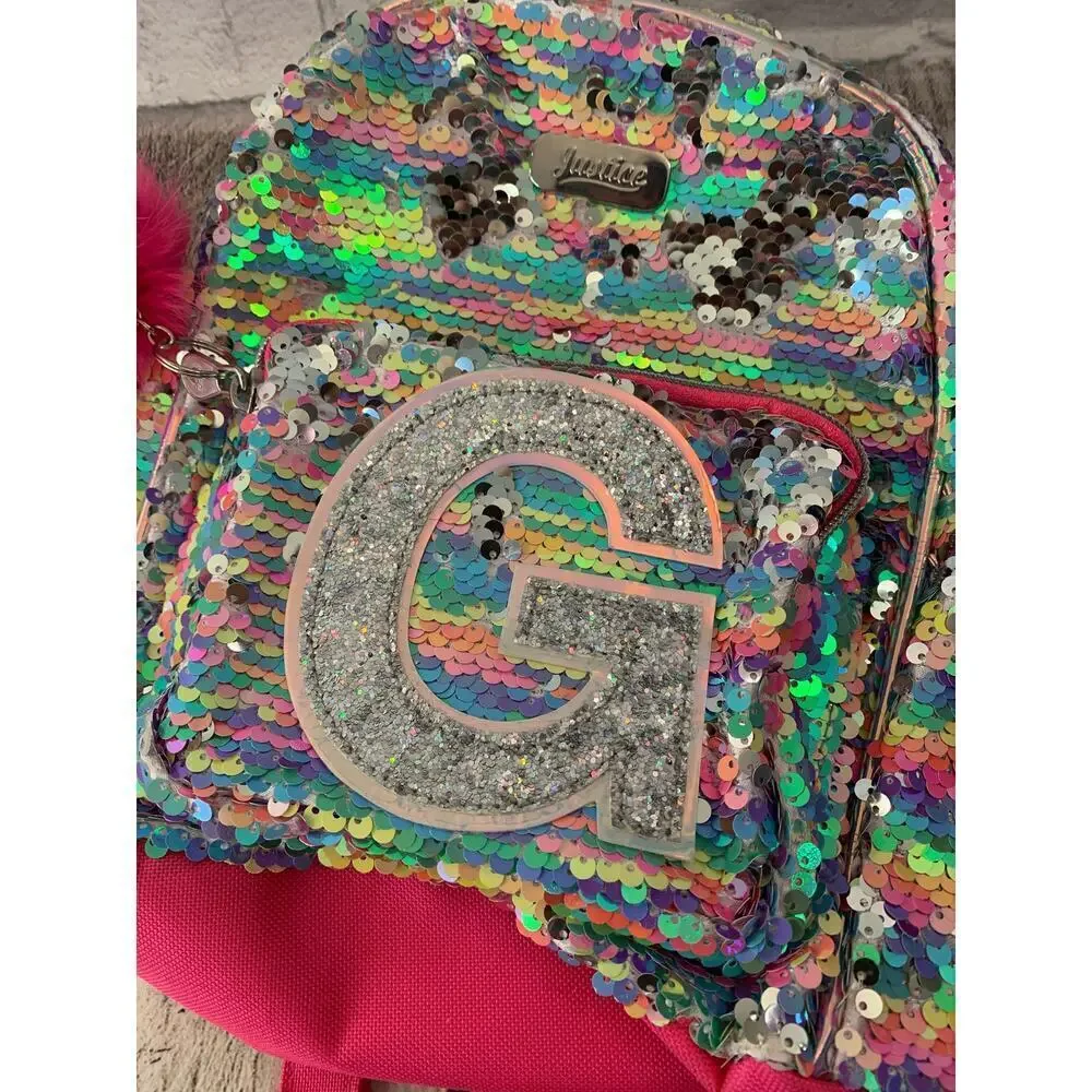 JUSTICE Girl’s Flip Sequin Initial “G” Mini Backpack